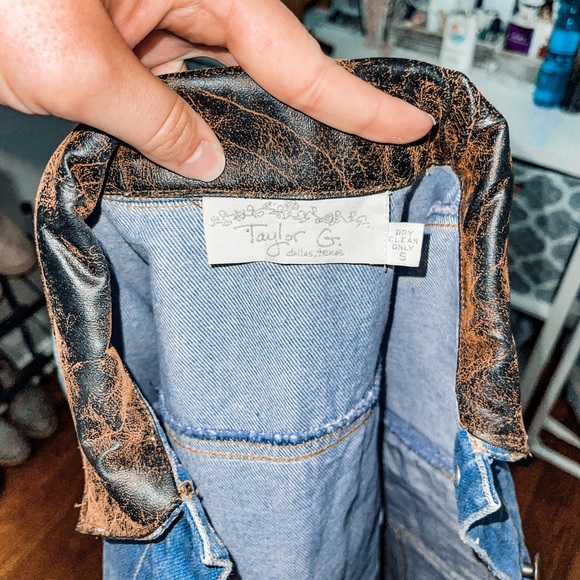 Vintage Denim/Leather Jacket - Picture 3 of 3